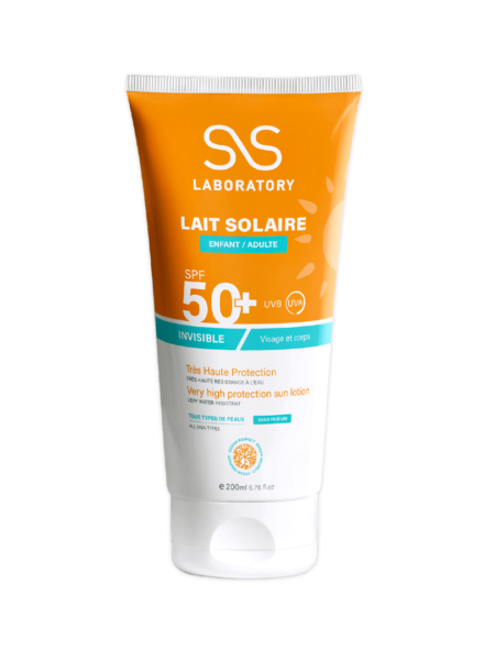 Lait Solaire SPF 50+ invisible – tous type de peaux – Enfant et adulte – 200ml